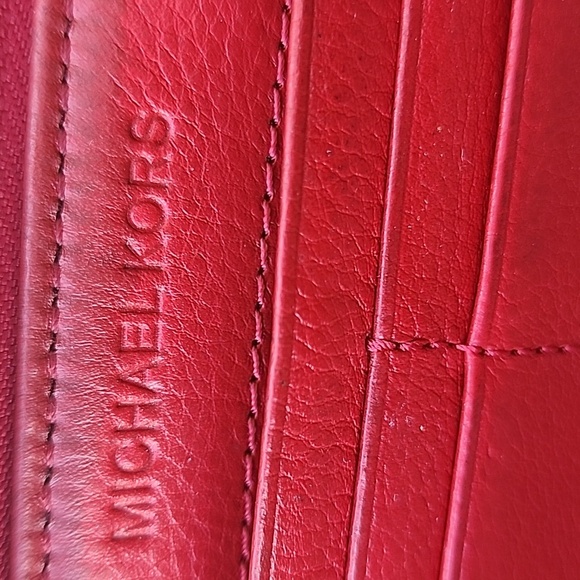 Michael Kors Brown Red Signature Canvas Wallet - Picture 10 of 13